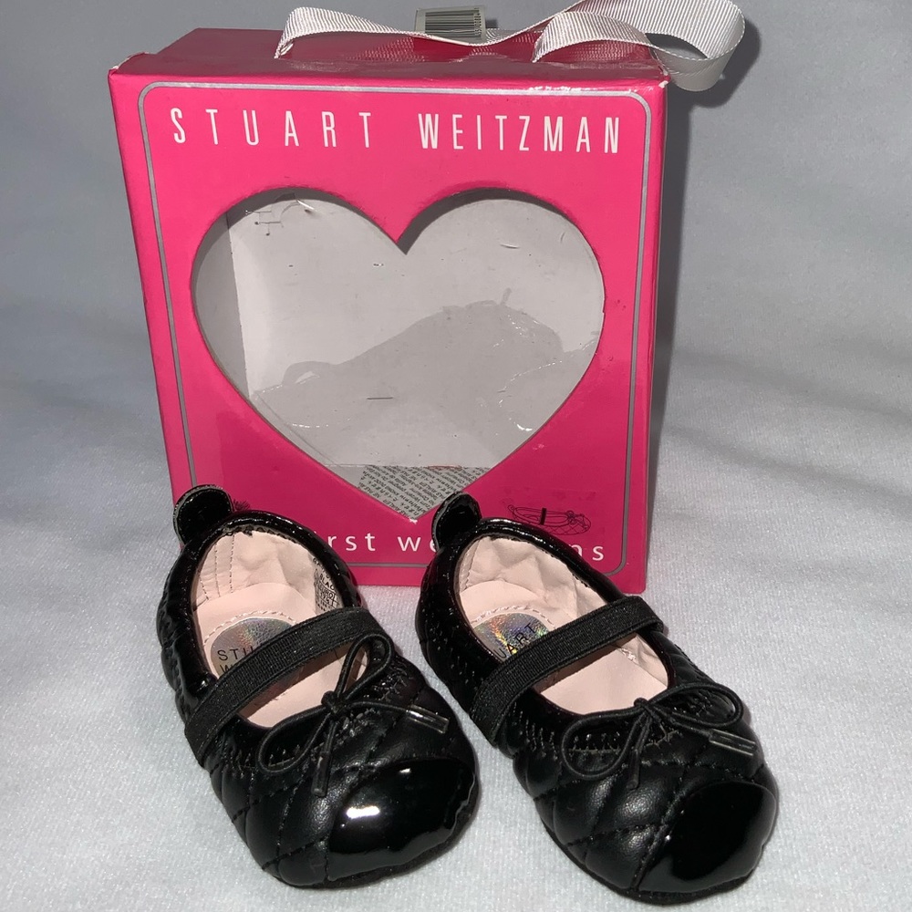 My First Stuart Weitzman black dressy baby shoes